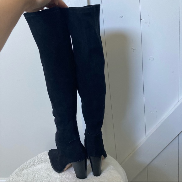 Rachel Zoe Biancaz knee high stretch suede boots black size 8 - Picture 4 of 12